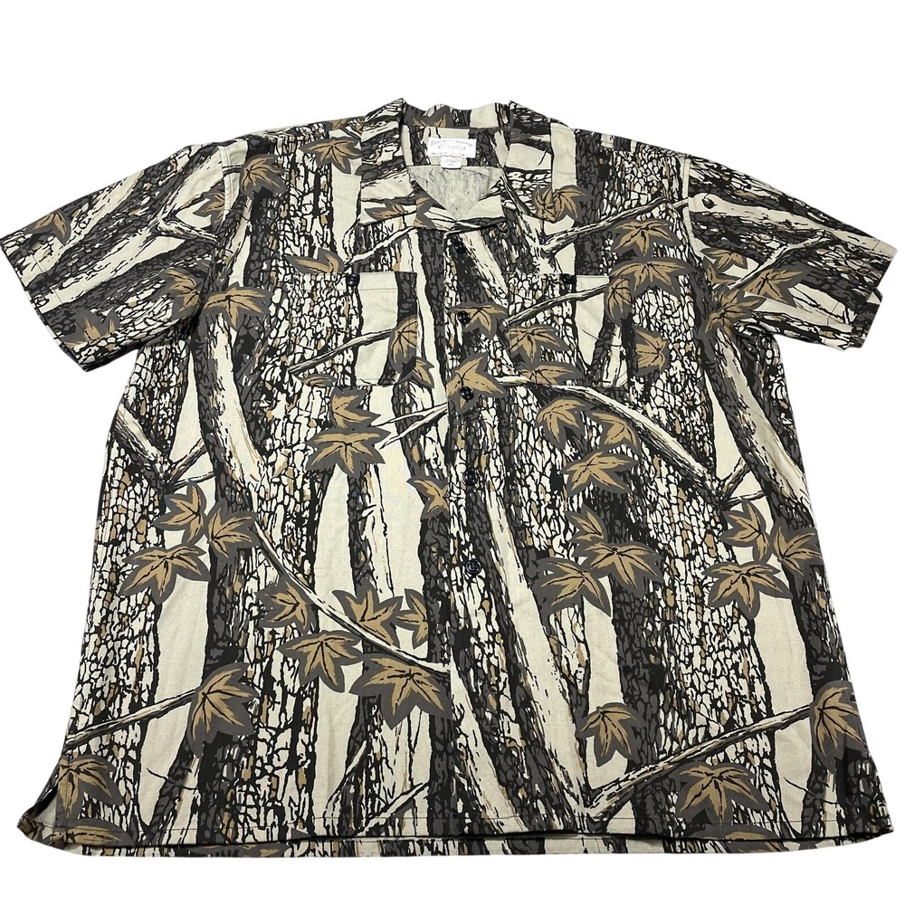 Filson Shirt Mens‎ 2XL Brown Maple Bark Camo Short Sleeve Button Front Hunting